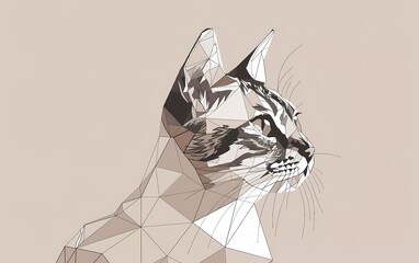 Vector cat illustration. Polygon shape line art.