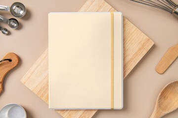 Homemade cookbook cover, chef’s essential with blank space