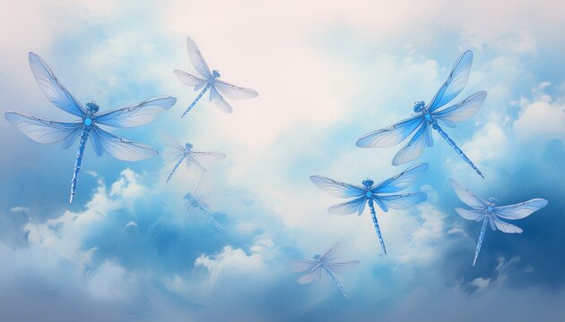 LIBELLULES BLEUES CIEL