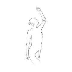 sexy women face and figure line art drawing design