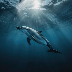 a dolphin in its natural habitat - obrazy, fototapety, plakaty
