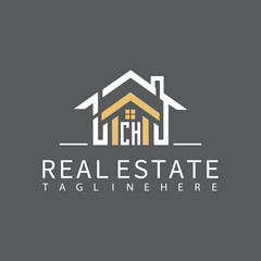CH initial monogram logo real estate style design vector.