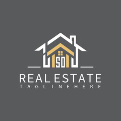 SO initial monogram logo real estate style design vector.