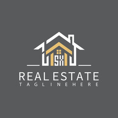 SX initial monogram logo real estate style design vector.