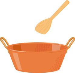 銅製の大きい両手鍋、ジャム鍋