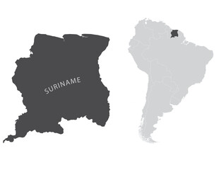 The Suriname map and its location in South America