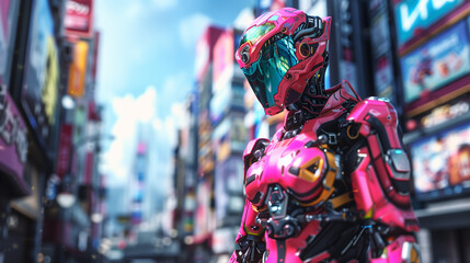 Fototapeta premium Humanoid robot security police robot