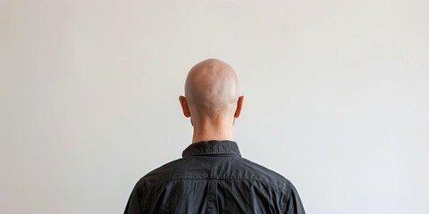 Bald Man's Head from Behind on a Neutral - A thought-provoking view capturing the back of a bald man’s head, hinting at identity and anonymity