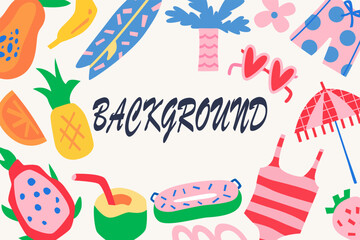 Collection of Summer Icons. Symbols of Fun and Sun