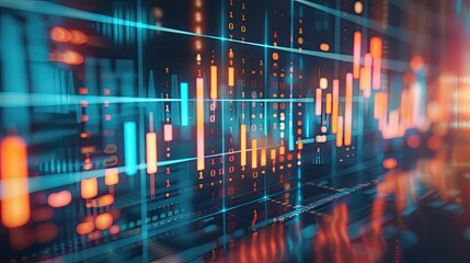 Fototapeta premium Chart of business data graph diagram and growth financial graphic report information on futuristic finance