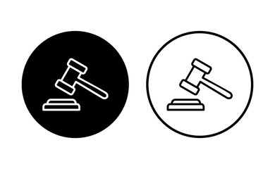 Gavel icon set. judge gavel icon vector. law icon vector. auction hammer