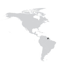 Suriname on the American Continent Map