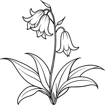 recommend clip art: Bluebell flower plant outline illustration coloring book page design, Bluebell flower plant black and white line art drawing coloring book pages for children and adults
                    
