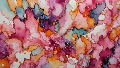 Abstract Pink and Orange Alcohol Ink Wallpaper Background