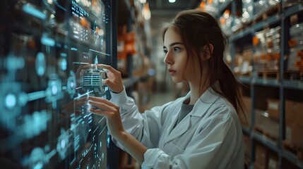 Futuristic Technology Integration in a Warehouse Setting