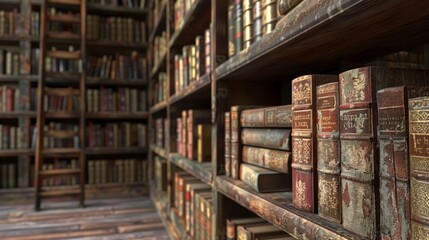 Obraz premium Old Big Library with many shelfs