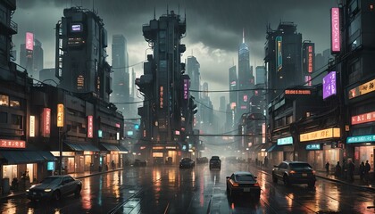 Futuristic Cyberpunk City Landscape Wallpaper