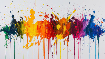 Fototapeta premium Abstract art painting of colorful splash. Oil on white canvas as background. 