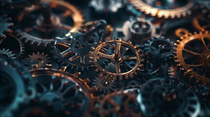 Detailed macro shot of mechanical watch gears showing the complexity and precision of timepiece...