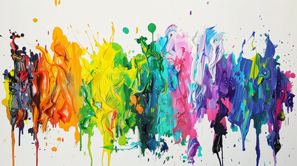 Fototapeta premium Abstract art painting of colorful splash. Oil on white canvas as background. 