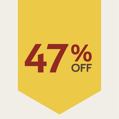 47% percent discount tag. for sale. promotion. special offer promotion. discount percentage. vector