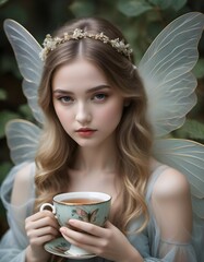beautiful fairy holding a teacup
