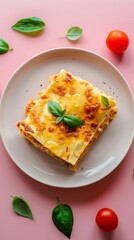 Italian lasagna with beef, tomato, cheese and basil simple cooking for family