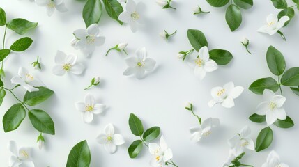 Jasmine flower pattern white color nature seamless for wallpaper print background