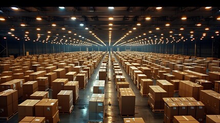 Vast Industrial Warehouse Capacity for Efficient Goods Storage and Logistics Tariff Concept. - obrazy, fototapety, plakaty