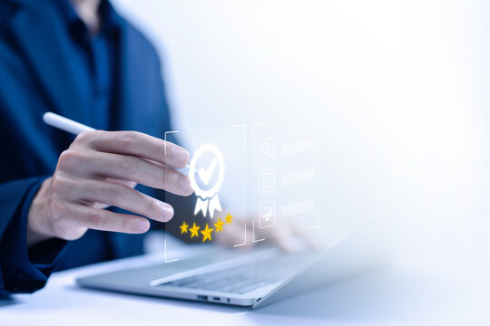 quality control concept. service best certification industrial, service system business certificate standard iso digital technology. quality guarantee process and  satisfaction with customers