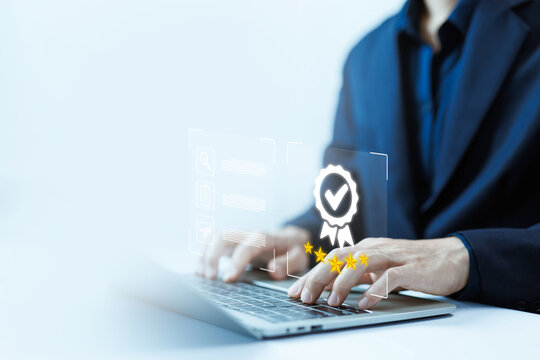 quality control concept. service best certification industrial, service system business certificate standard iso digital technology. quality guarantee process and  satisfaction with customers