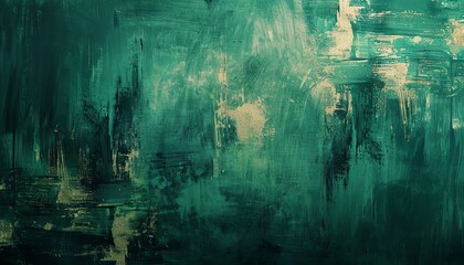 Dynamic emerald green strokes on an abstract canvas, central blank space available for impactful corporate communications or announcements