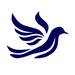 Obraz premium minimalist dove logo isolated in navy blue. stock illustration