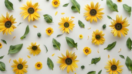 Sunflower pattern seamless romantic wallpaper background