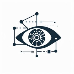 AI neural network inside a human eye logo design