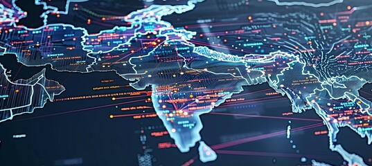India network digital map. Information wireless technology. Generative AI technology.	
