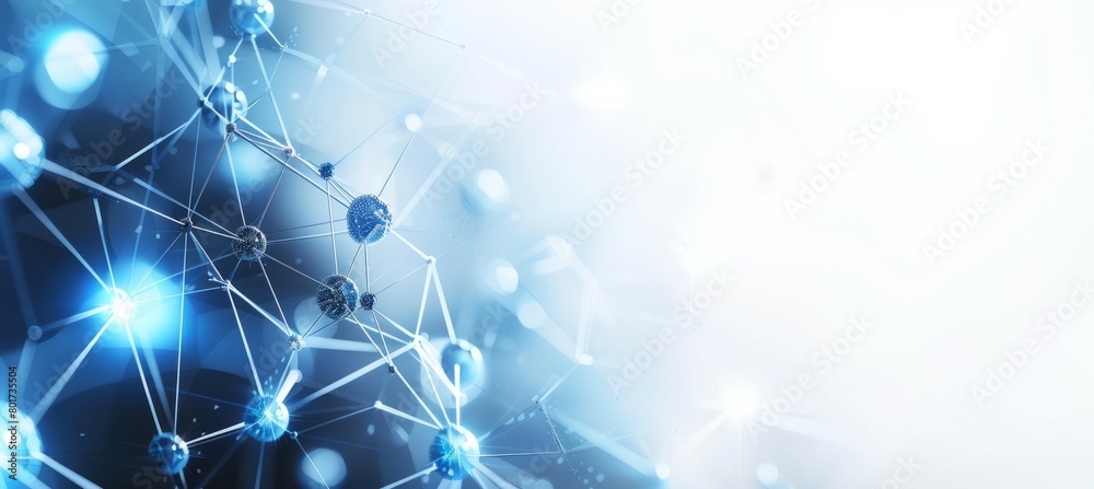 Poster Modern network connect dots and lines with copy space background. Generative AI technology.	

