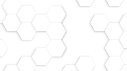 Naklejka premium 3D Futuristic abstract honeycomb mosaic white background. geometric mesh cell texture. White technology background with hexagon pattern. Abstract geometric shape technology digital hi-tech concept.