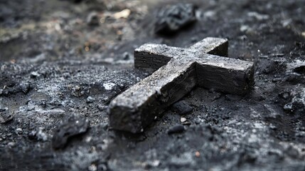 christian cross symbol made of ash ash wednesday tradition religious concept photography