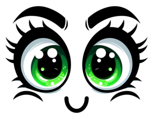 face cartoon with green eyes suitable for a t shirt design