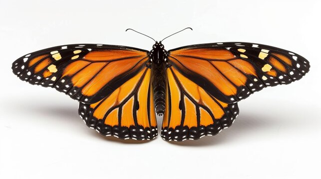 closeup portrait of monarch butterfly on white background danaus plexippus