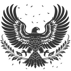 Fototapeta premium eagle silhouette black and white, on white background