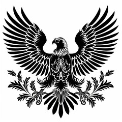 Obraz premium eagle silhouette black and white, on white background