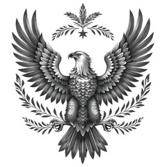 Obraz premium eagle silhouette black and white, on white background