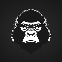  gorilla face logo design on a black background