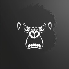  gorilla face logo design on a black background