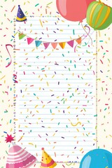 Birthday celebration blank notebook lines for taking notes