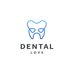 Dental line logo design with tooth and heart concept