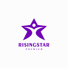 Obraz premium Competition logo design with Rising star and human people vector illustration