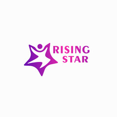 Competition logo design with Rising star and human people vector illustration 2